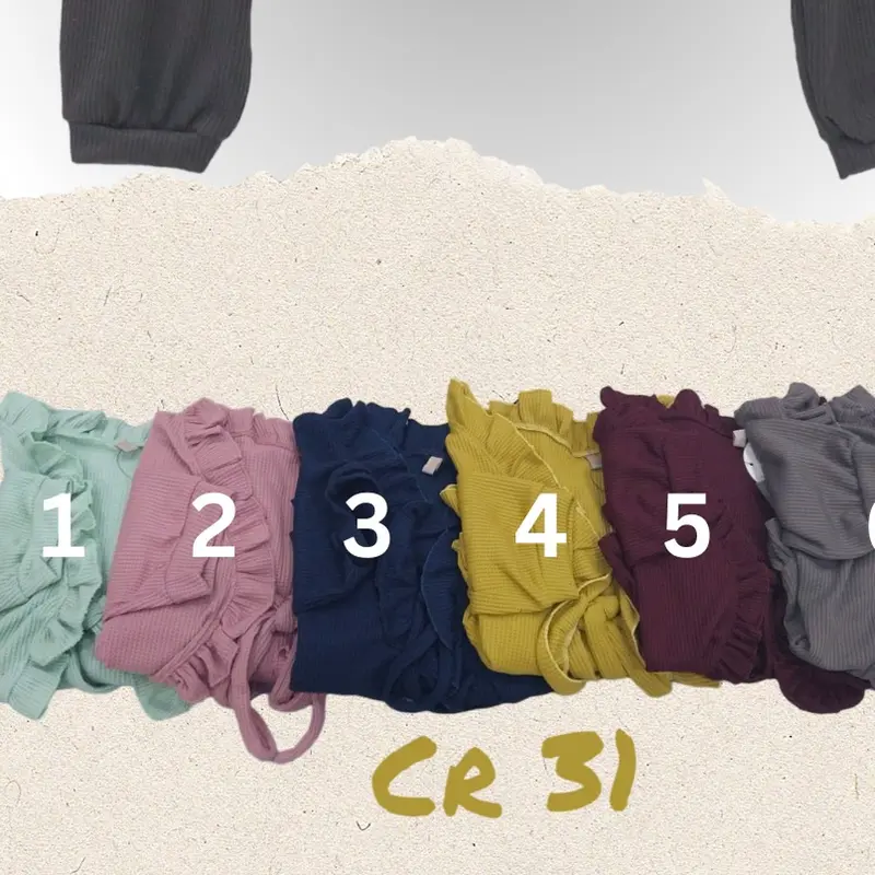 CITOCO/ ATASAN CROP WANITA RUFFLE BAHAN ADEM Basic Casual Basic Casual Waffle viral korean style 1