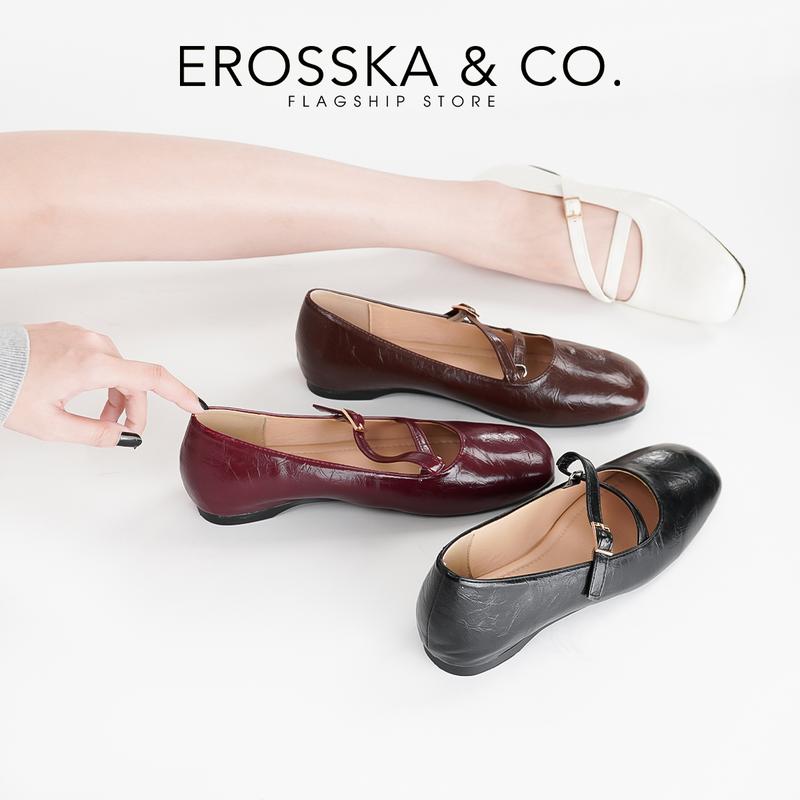 EROSSKA - Giày búp bê nữ kiểu giày ballet core đế độn cao 2cm màu nâu - EL071 5