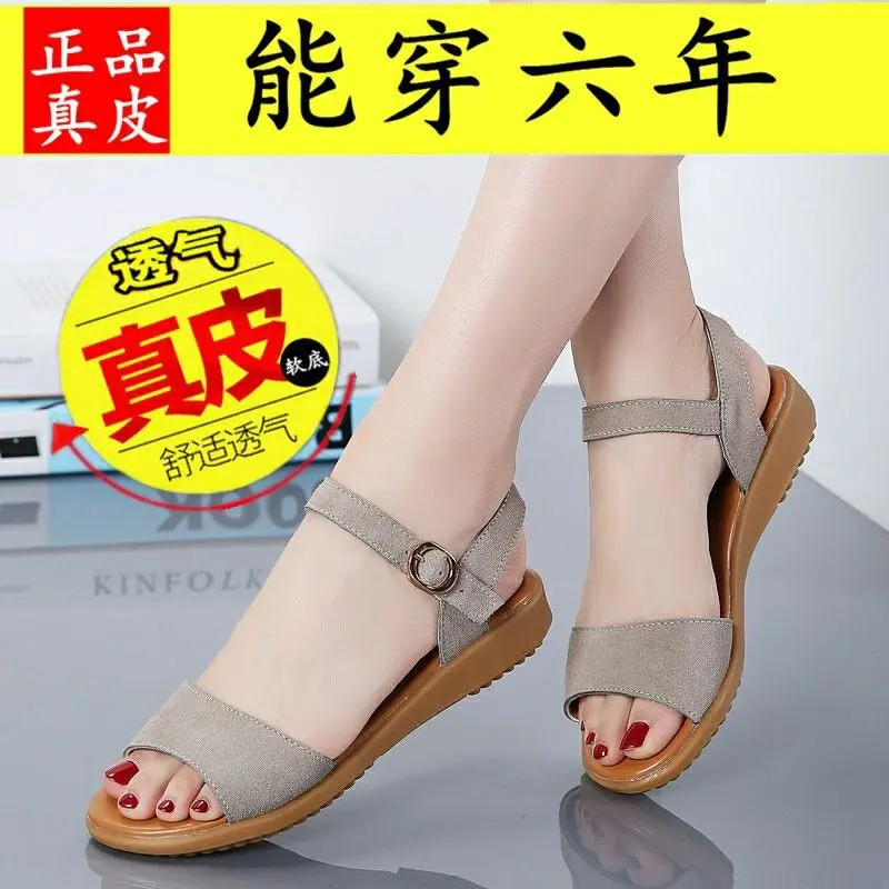 Dép Da Mềm, Chính Hãng, Dành Cho Nữ, Giày Bệt Đế Mềm Mới, Gót Phẳng, Phong Cách Hàn Quốc, Dễ Phối Đồ, Thích Hợp Cho Phụ Nữ Mang Thai, Giày Cho Mẹ Chống Trượt, Lý Tưởng Cho Mùa Hè, Năm 2024