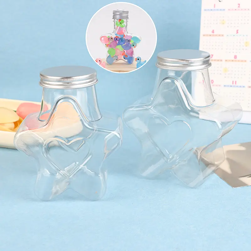 Hộp Đựng Đồ Trang Trí Búp Bê, Hình Ngôi Sao, Chai Nhựa Có Nắp, Hộp Đựng Thực Phẩm, Lọ Miệng Rộng, Hộp Đựng Bánh Quy Có Thể Tái Sử Dụng