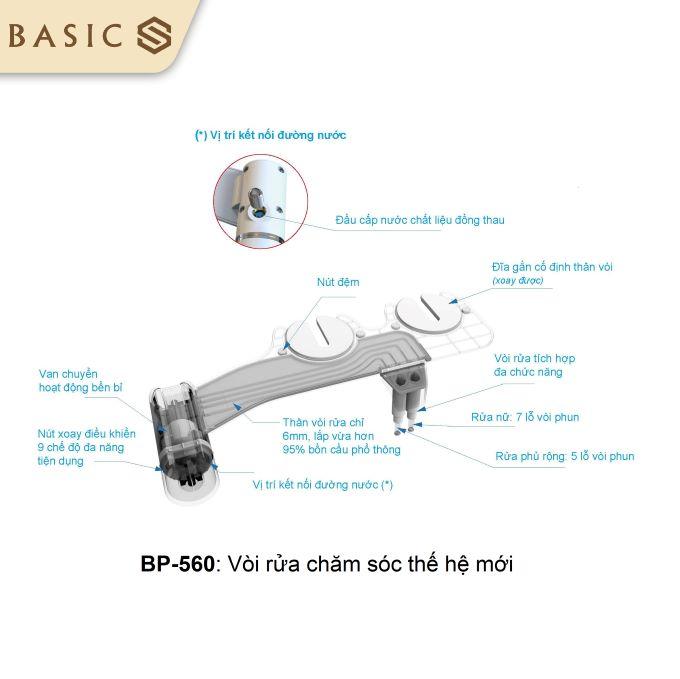 Vòi rửa không dùng điện BP-560 chất liệu ABS cao cấp, thiết kế hiện đại 2