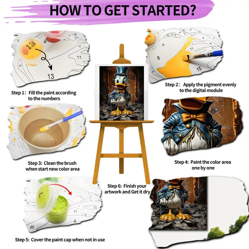 Donald Duck Design Painting By Numbers Kit, 1 Set DIY Oil Painting By Numbers Kit, Wall Art Decoration for Home Living Room Bedroom 4