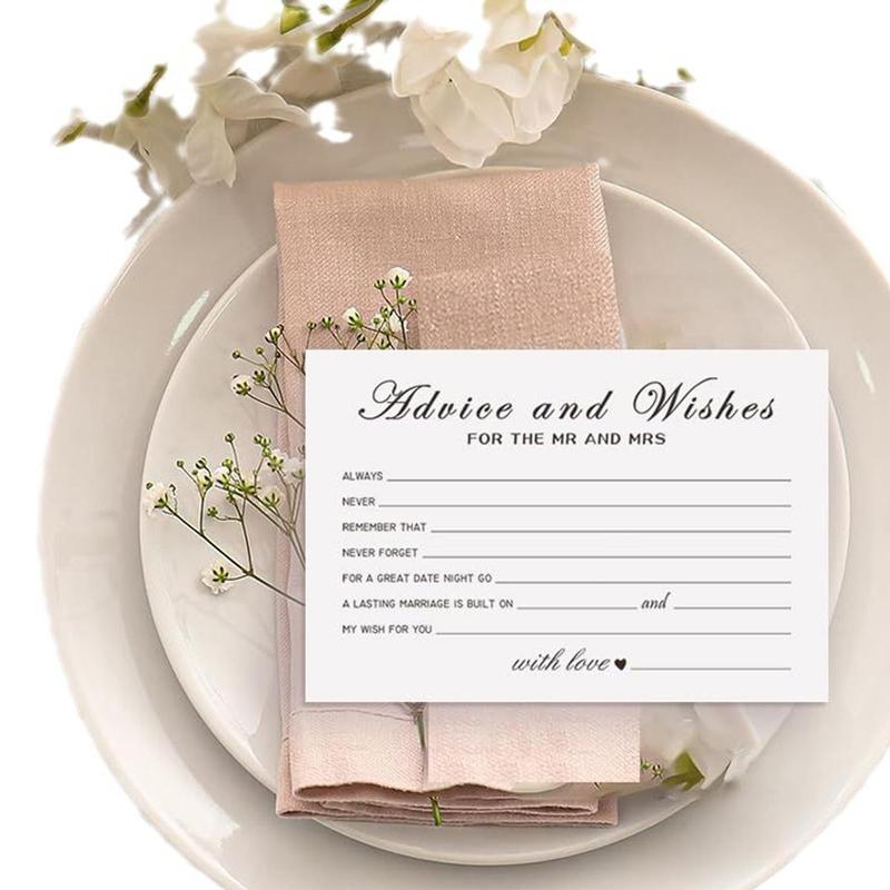 Wedding Party Advice & Wishes Card, 50pcs/set Wedding Dinner Event Table Decoration Writable Card, Wedding Blessing Card 4