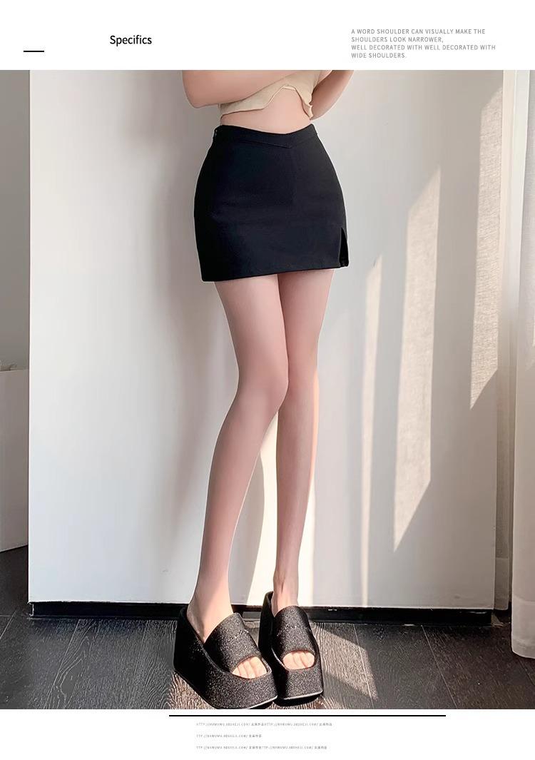 Product Introduction of Black midi skirt for women, spring new style, sexy and sexy girl, high waist, tight fitting, hip hugging skirt, pure desire style, A-line ultra short skirt 16