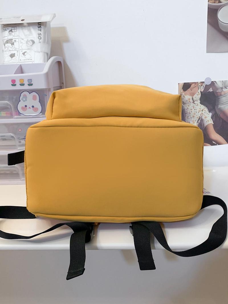 Product Introduction of Solid Color Zipper Backpack, Large Capacity Waterproof  Travel Backpack, Simple Portable Student School Bag, Casual Versatile Backpack for Women & Men 2