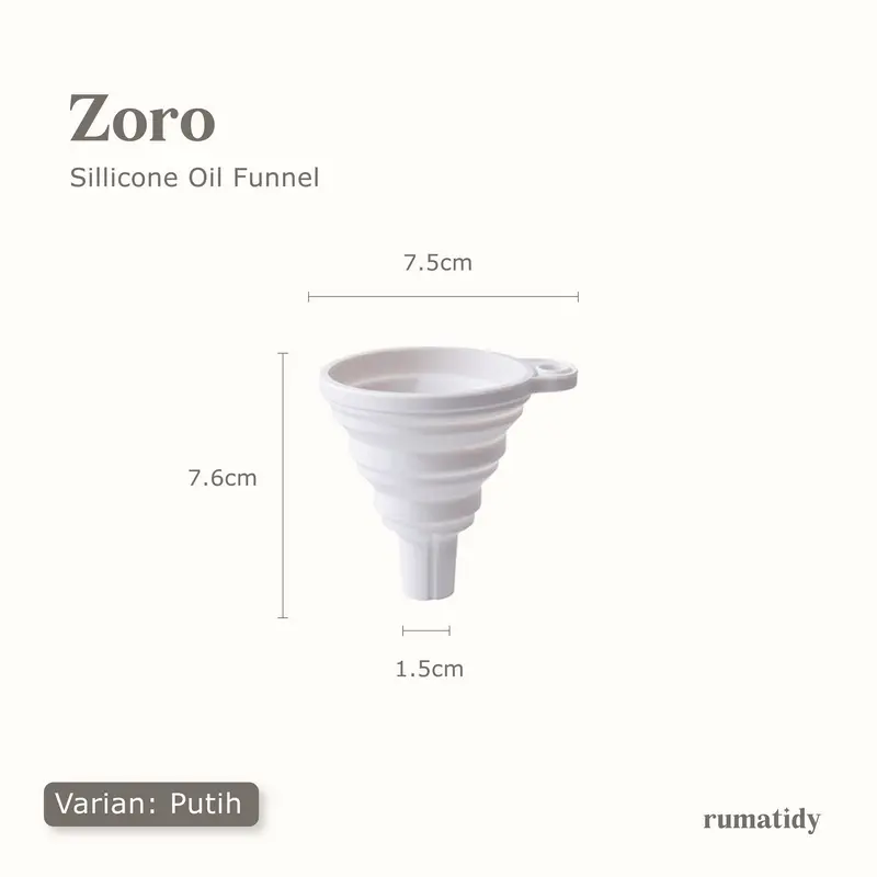 ZORO Corong Minyak Silikon Corong Lipat Air & Minyak Silicon Serbaguna Funnel Portable Foldable COKI Multifungsi Putih Silicone Kitchenware 5