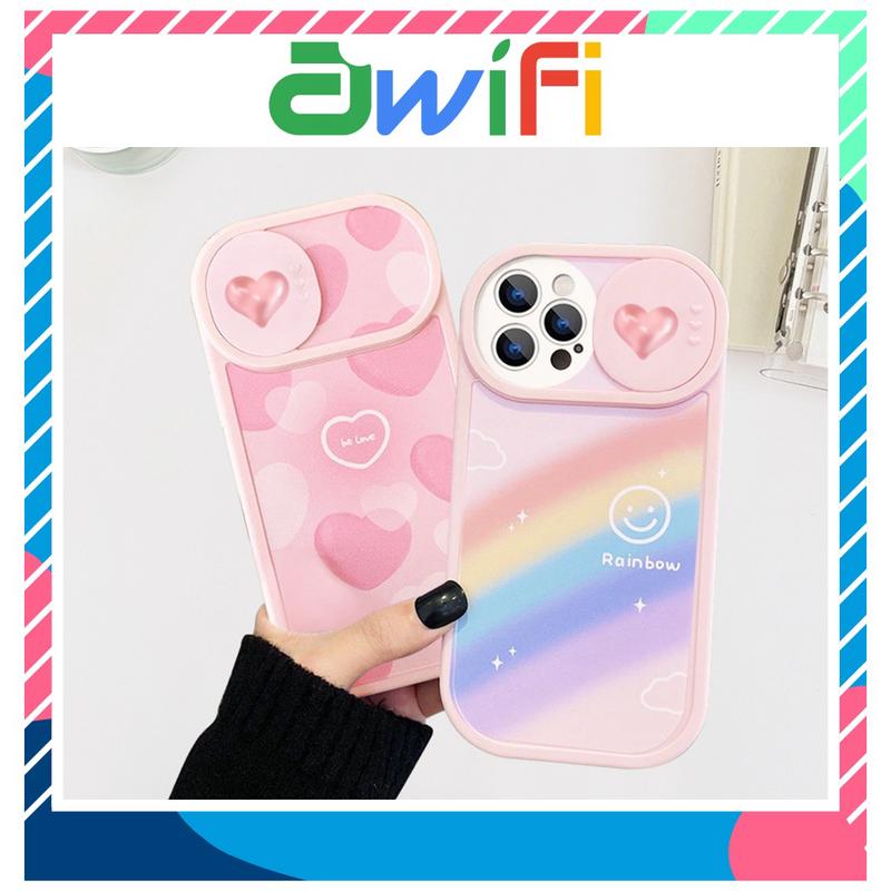 Ốp lưng iphone nắp trượt tròn tim be love 6 6splus 7 7plus 8 8plus x xs 11 12 13 14 pro max plus promax - Awifi U2-15