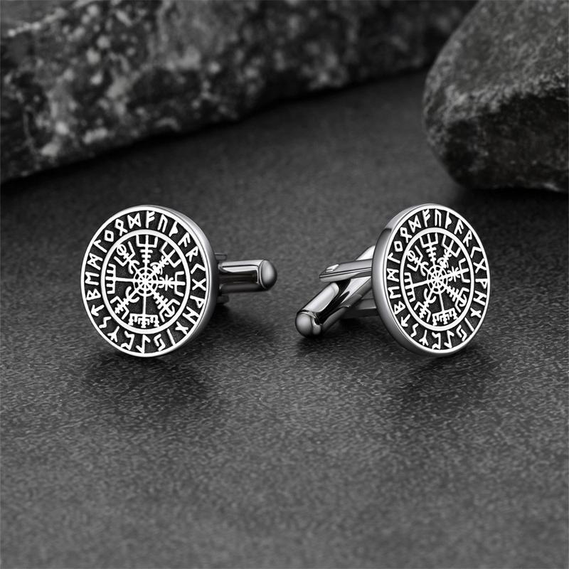 FaithHeart Viking Rune Compass Cufflinks Stainless Steel 2