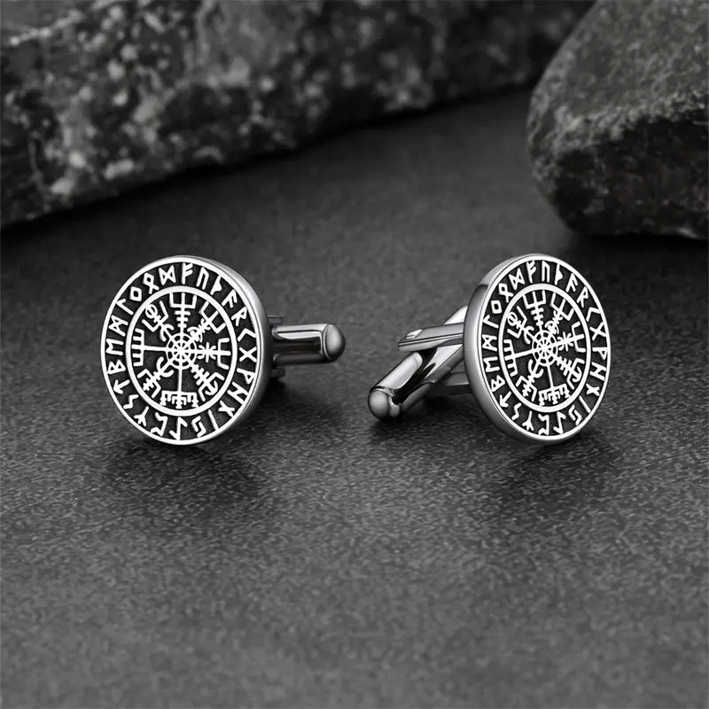 FaithHeart Viking Rune Compass Cufflinks Stainless Steel 2