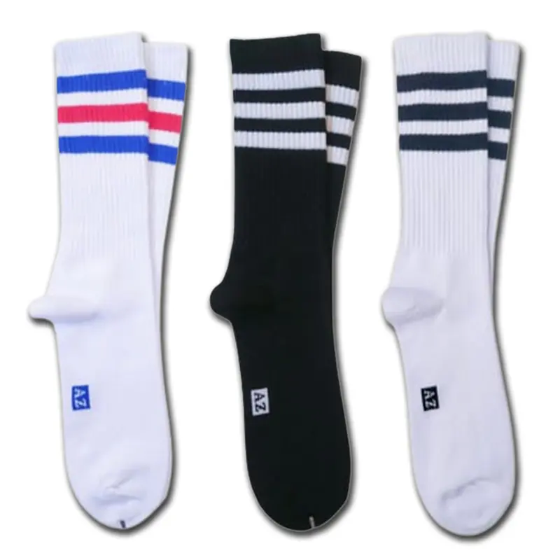 [ TEBAL ] kaos kaki oldschool polos garis tiga panjang - kaos kaki skate polos strip panjang Dewasa Katun Nyaman Remaja Sporty 0