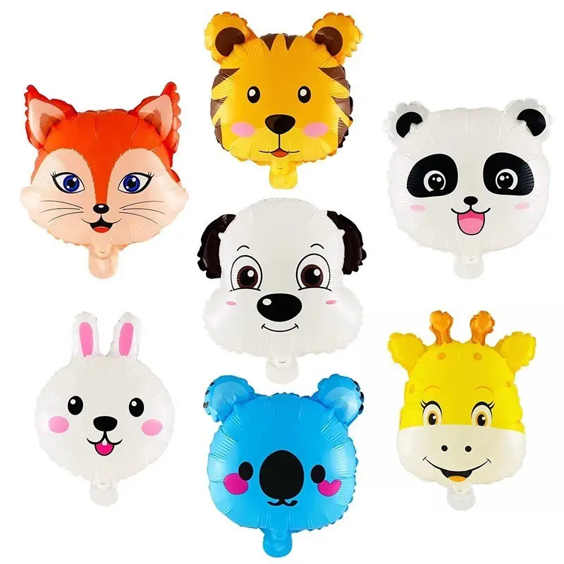 TSA (COD) Balon Foil Bulat Kepala Hewan 18Inch Balon Foil Jumbo Balon Pesta Ulang Tahun 18 Inch Balon Dekorasi Satuan Balloon Theme Birthday Cartoon Animal Head Foil Balloon Cartoon Plastic Multicoloured 5