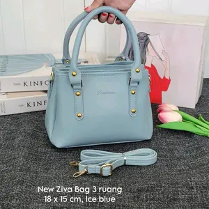 Ziva bag slingbag Tas wanita selempang terbaru kasual kondangan formal Kulit PU Kanvas Polos Hitam Polka Dot Cokelat Navy Canvas Cewek