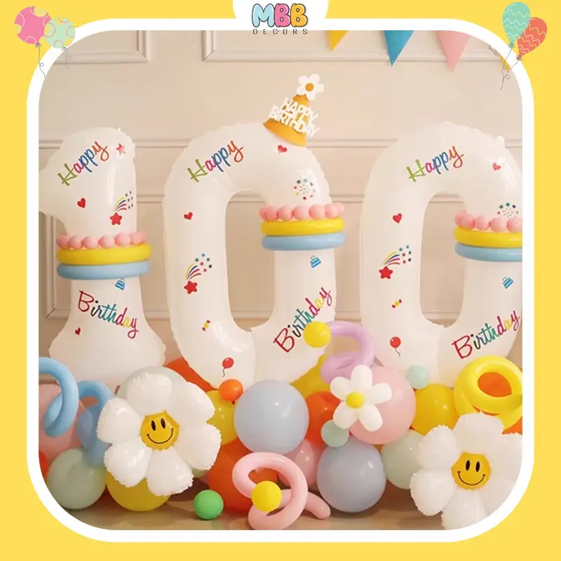 [TẶNG STICKER] Bóng Số Sinh Nhật Màu TRẮNG Cao 70cm KÈM STICKER Trang Trí Sinh Nhật Phong Cách Hàn Quốc 0