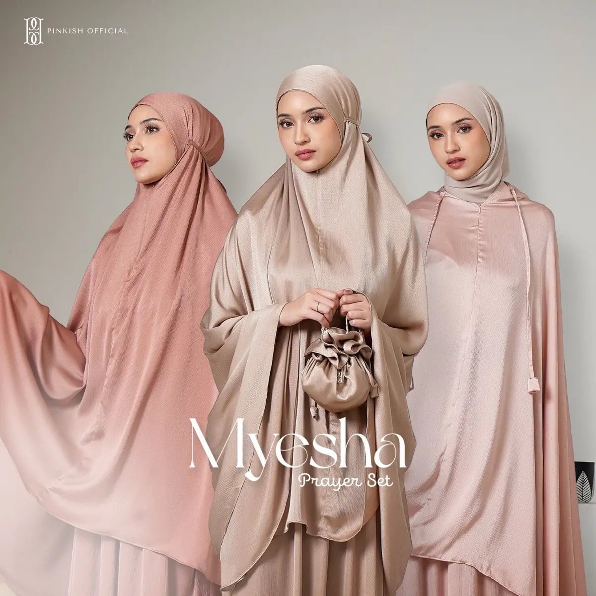 Pinkish Official - Myesha Prayer Set (Mukena Semisutra Silk Premium, Packaging with Hard Box Cantik Hampers Mewah Panjang