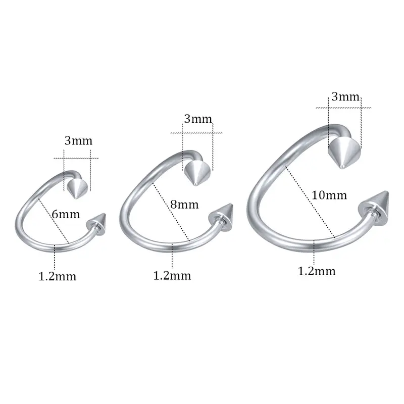 Stainless Steel Hoop Earrings Cartilage Lip Piercings Spiral Nose Rings Nostril Piercings Round Earrings 1