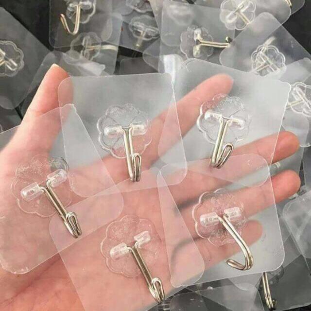 COMBO 10 Miếng dán dính tường móc treo đồ siêu dính siêu bền siêu rẻ, KT 6cm*6cm Inox