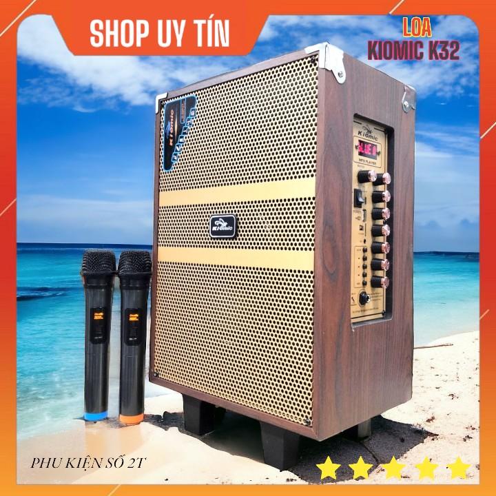 Loa Karaoke KIIOMIC K32 Bản 2026 200w Kem 2 Micro Không Dây UHF Hát Nhẹ Chống Hú