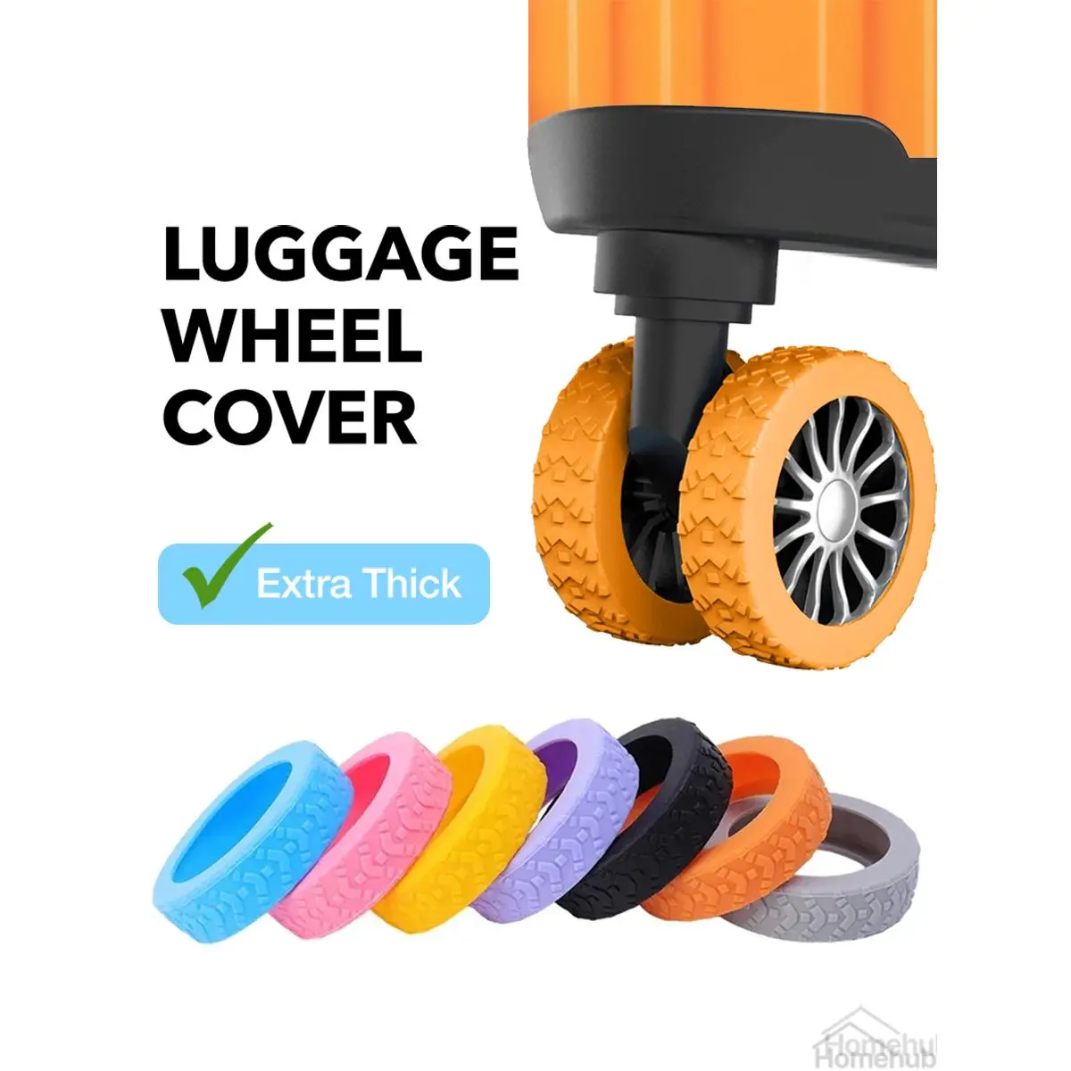 Homehub Thick Luggage Wheel Protector Cover Rubber Caster for Suitcase Travel Protection