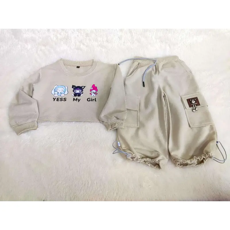 Masyken Setelan Sweater Anak Perempuan Crop Top Usia 1-6 Tahun Bayi Parsel TPE Beige 8