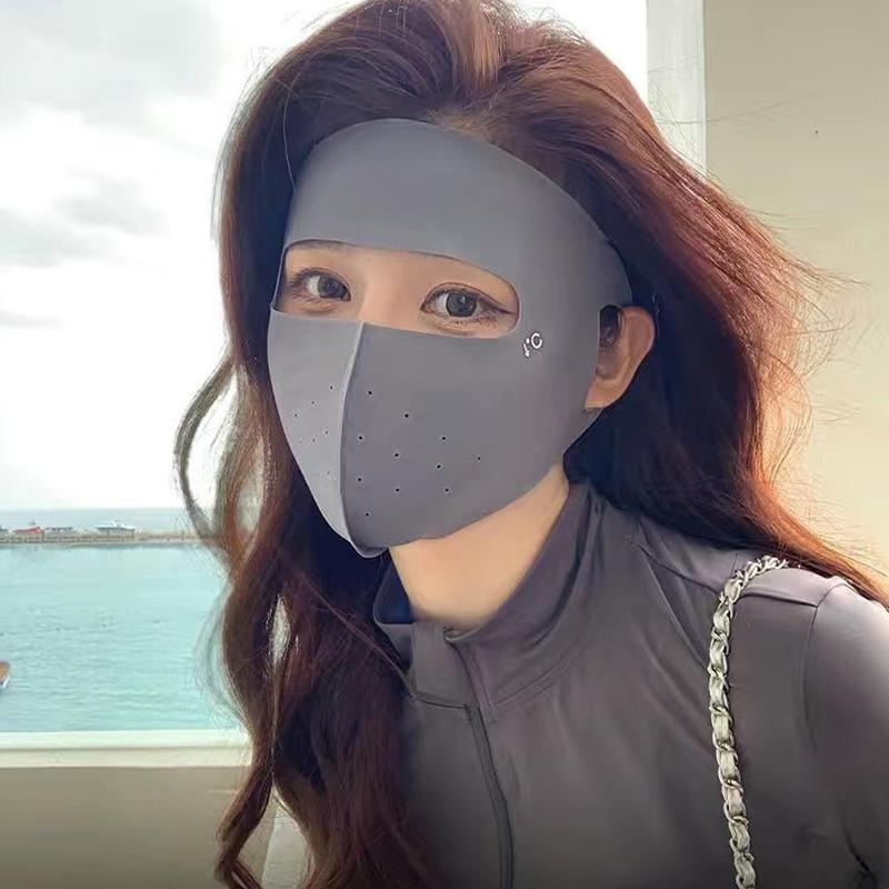 Product Introduction of 1pc Summer Ice Silk Sunscreen Mask Full Face Sun Protection Mask Forehead Facial Gini Thin Section Breathable Anti Ultraviolet Mask 19