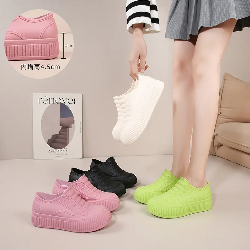 Women's Fashionable Outdoor Waterproof Shoes Low Tube Non-Slip Wear-Resistant Rain Boots Thick Sole Walking Water Boots Rubber Shoes
