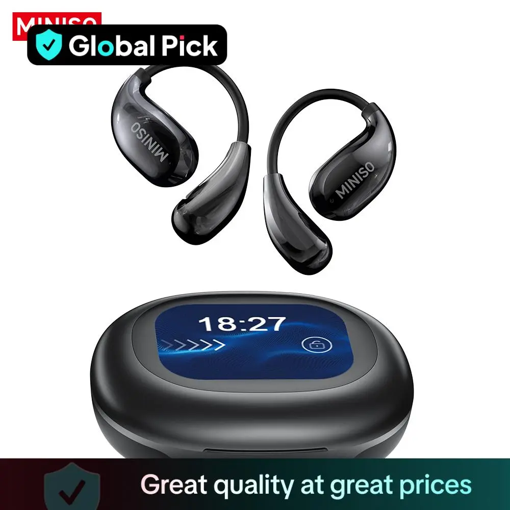 MINISO MS189  Wireless Earbuds, OWS Open Ear Earphones, Bluetooth 5.4 Earbuds, 30H Long Playtime, Clear Calls, Hifi Stereo Sound, Touch Control, LED Touchscreen Headsets, Workouts, Yoga, Running