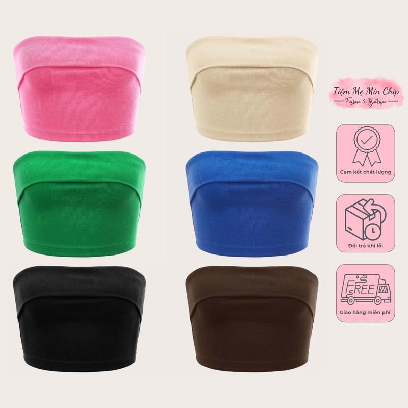 Áo quây Áo Ống Croptop Cúp Ngực Trơn Viền Silicon chống tụt - Hàng Auth CÓ SẴN 15 MÀU