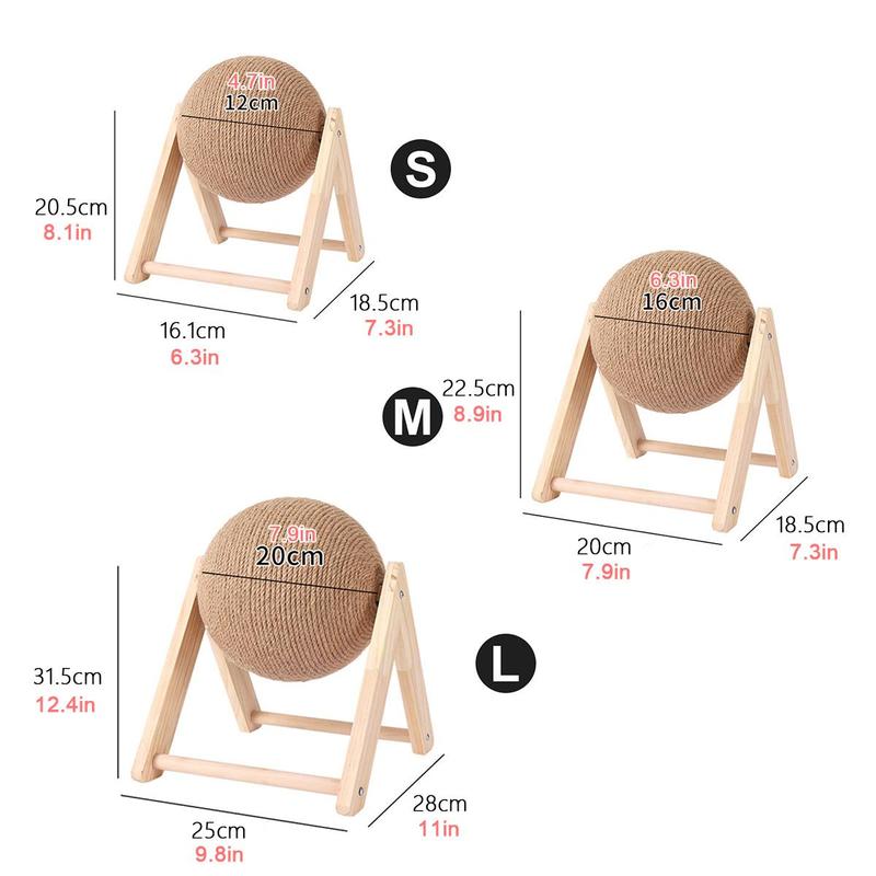 Product Introduction of Durable Cat Scratching Ball with Stand, Wear-Resistant Sisal Cat Scratch Ball Toy, Natural Sisal Rope Ball, Board Grinding Paws Toys, Cat Scratcher, Christmas Gift 11