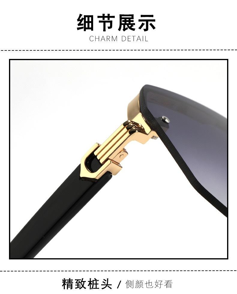 Product Introduction of Sunglasses 2024 new model for boys, with a big face and slim appearance while driving. Advanced UV resistant half frame sunglasses with a square frame 7