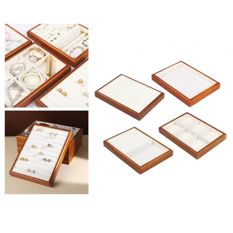 Hộp đựng đồ trang sức, chất liệu gỗ, cho đồng Đồng Hồ và trưng bày đồ trang sức, thích hợp làm quà tặng cho phụ nữ, có giá đỡ Nhẫn, đinh tán và bông tai, khay Sắp Xếp bông tai cửa hàng 4