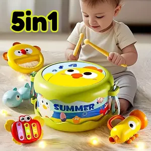 Mainan Bayi Drum Set 5 in 1 Mini Musik Drum 0 -3 Tahun Mainan Anak Edukasi Mainan Instrumen Perkusi toys