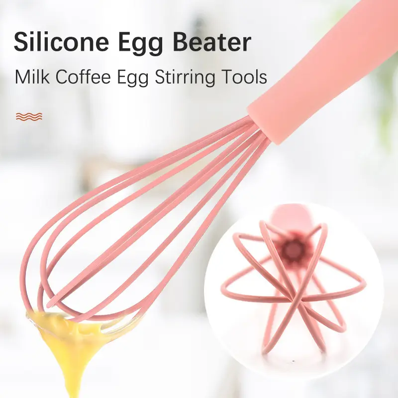 1Pcs Silicone Egg Beater Manual Handmade Egg Whisk Cream Foam Maker Milk Coffee Egg Stirring Tools Kitchen Accessories