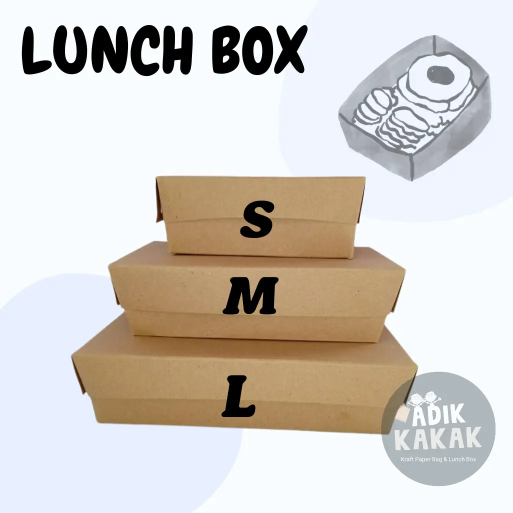 Paper Lunch Box Kraft Full Laminasi S,M& L | Kotak Makan Bahan Kraft