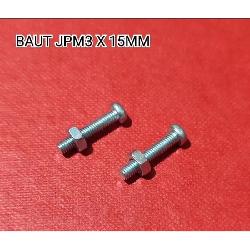 10 Pcs Baut JP M 3 x 15 Murah dengan Mur Lengkap 0
