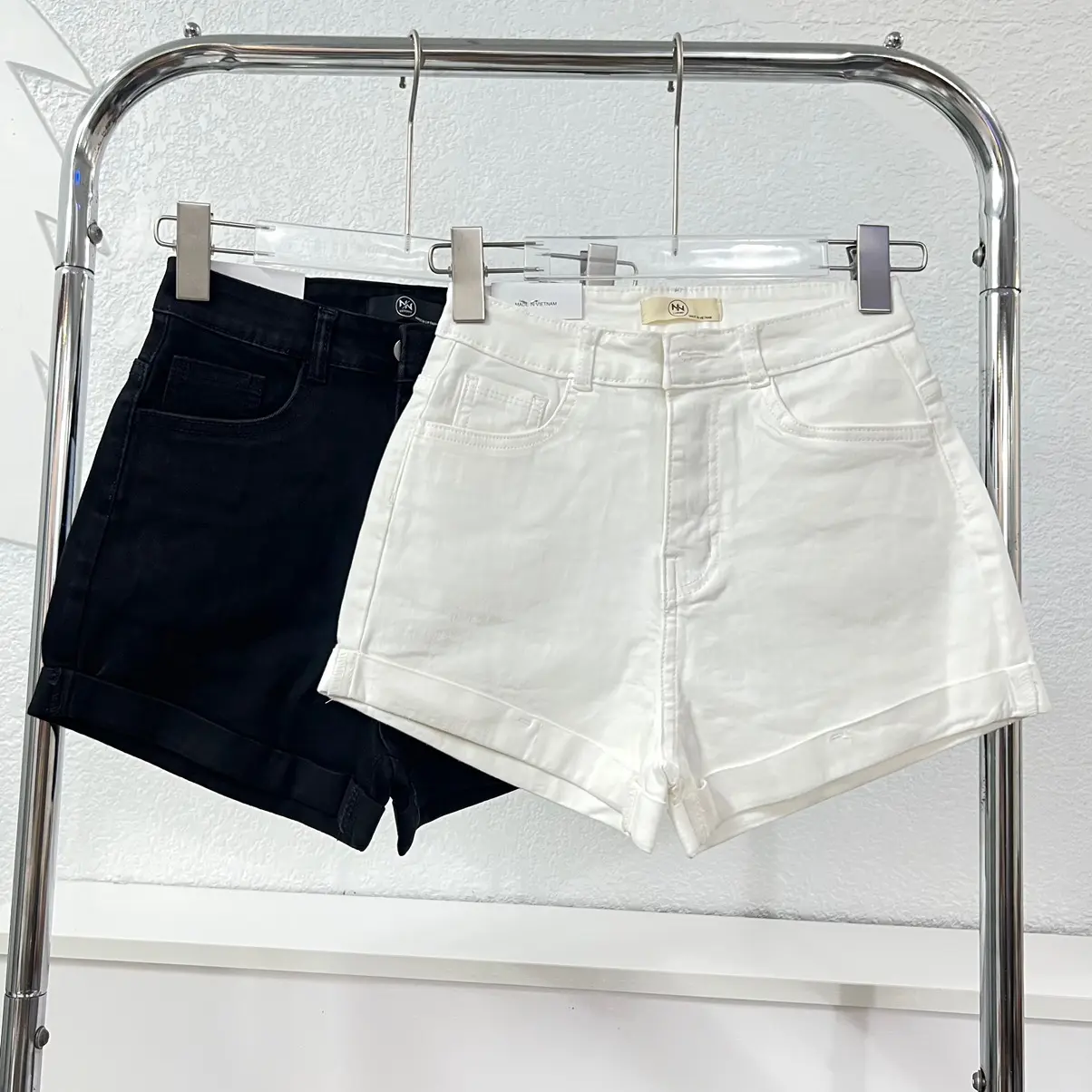 G5 [CO GIÃN] Quần Short Jean Lật Lai Cao Cấp Nữ , Phom Ôm Trơn , Cạp Cao , Có Hai Túi Trước Sau Women Pants Đen