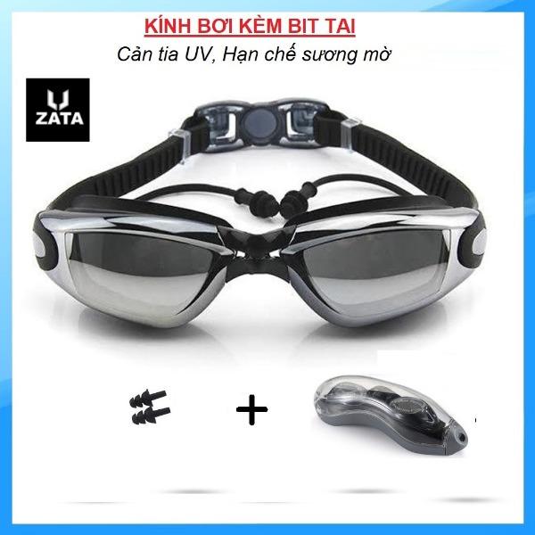 Kính bơi tráng gương người lớn chính hãng Zata kèm hộp, bịt tai & nhét mũi, mắt kính bơi nam nữ cho bé trẻ em từ 6 tuổi