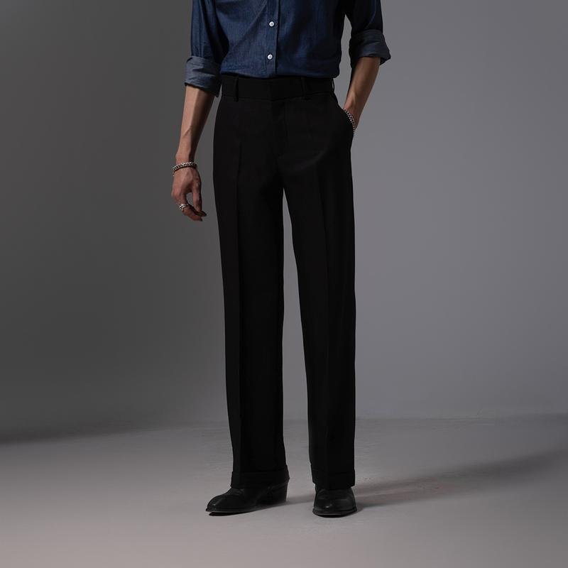 Quần Ống Rộng Addikt Wideleg Trousers Widefit Pants - Quần dài ống rộng nam vải Cotton Blend chống nhăn, quần âu ống rộng, quần trouser nam màu đen Menswear