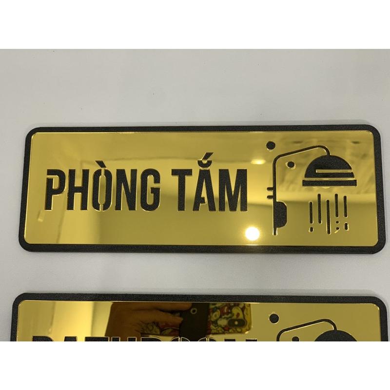 Mẫu bảng toilet WC Gương Vàng dán cửa nhà vệ sinh 25x9cm - sang trọng, đẳng cấp 3