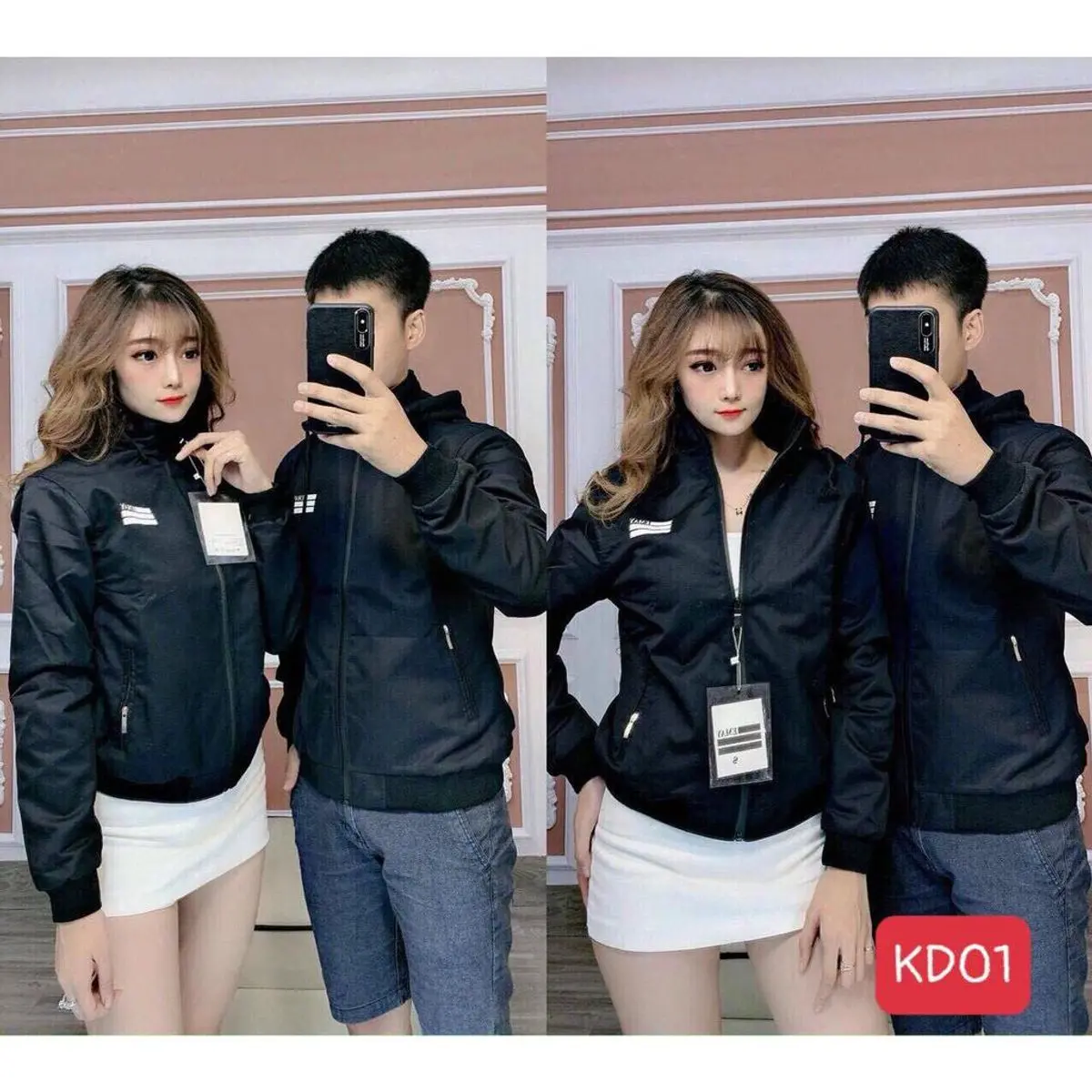 áo khoác cặp dù bán lẻ kd01 nam nữ 2 lớp, chất dù 2 lớp, mũ có thể tháo rời, túi có khóa kéo
