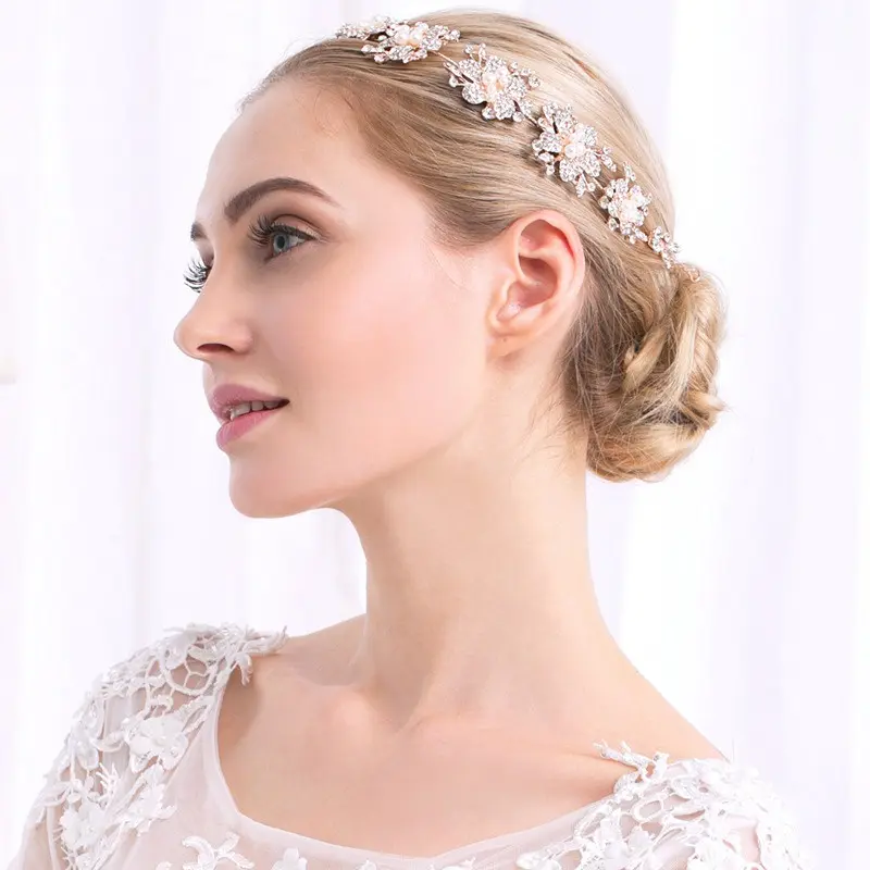 Headpiece bandana zirkon lentur hiasan rambut elegan hiasan rambut ulang tahun/penganti/wisuda/hijab original import 0
