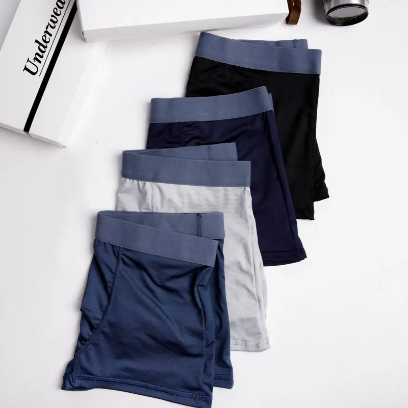 Sịp Boxer cạp trơn chất liệu thun lạnh. Phong cách mạnh mẽ, ôm form, thoáng mát. Quần boxer/quần đùi Polyester Nam Menswear đáy lót Cotton có thể giặt máy thanh lịch 2