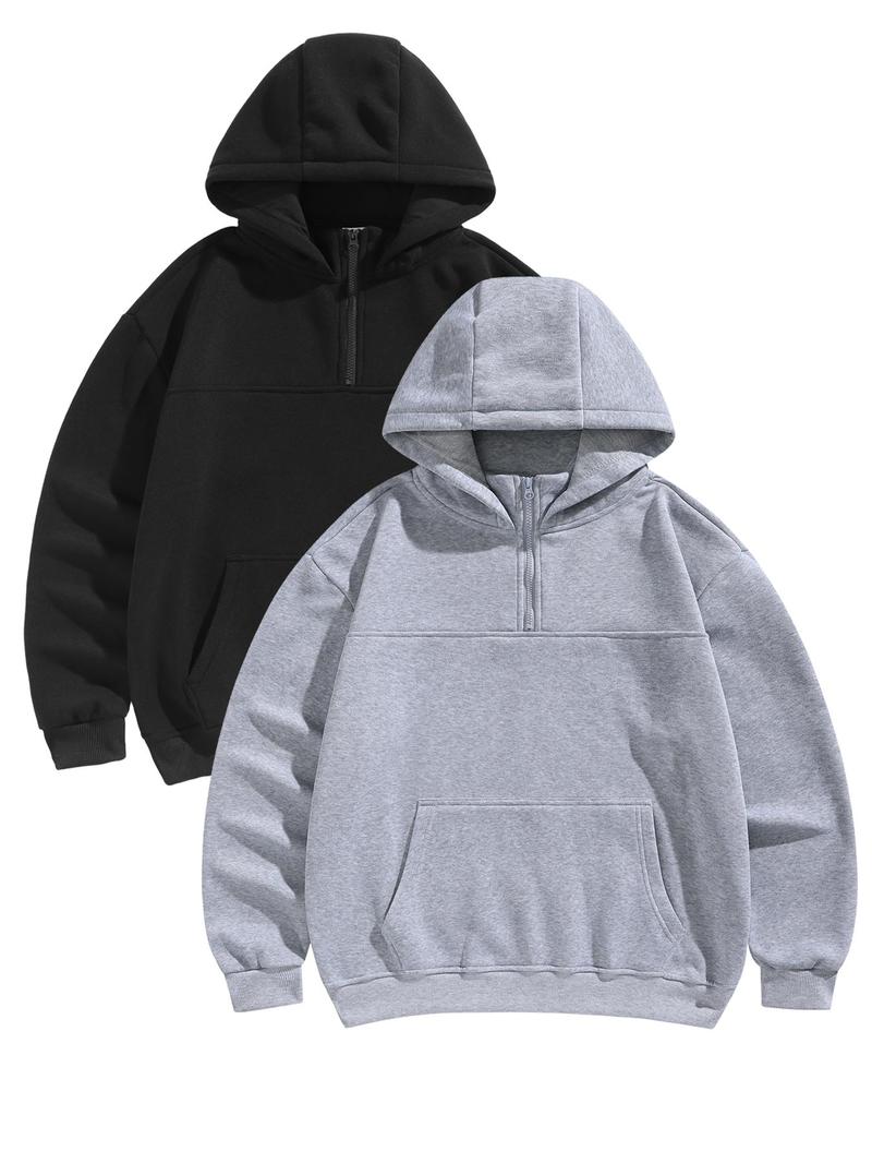 Product Introduction of Men's Solid Color Hoodie, Casual Loose Long Sleeve Hooded Sweatshirt for Spring & Fall, Men's Top for Daily Wear 1