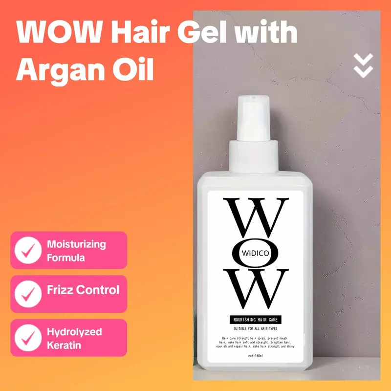 WOW Hair Gel, Hair Care Gel with Agan Oil, Moisturizing Hair Care Product for Dry & Frizzy Hair, Hydrate, Hydrating Beauty & Personal Care Product 1
