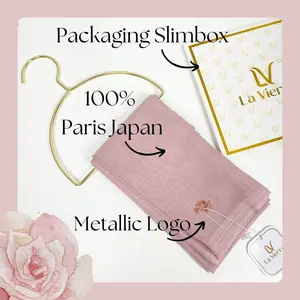 La Vierra Hijab Paris Japan Premium Jilbab Segi Empat 115x115cm Bahan 100% Voal Paris Japan Tipis Ringan Nyaman dengan Logo Metallic Slimbox Exclusive Square Muslim Basic Syari