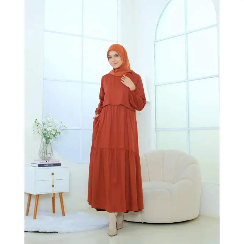 RILLEY - Gamis Pamela | Dress Panjang Muslim Wanita | Gamis Wanita Terbaru Bahan Rayon Twill 0