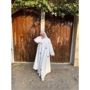 Pakaian Wanita, Fesyen Muslim, Gaun Jubah Longgar, dengan Ikatan bentuk rama-rama