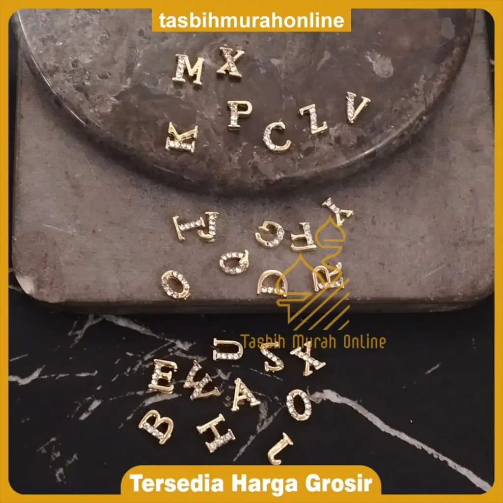 Charm Tasbih Digital / Hiasan / Sticker Kuku Huruf Emas