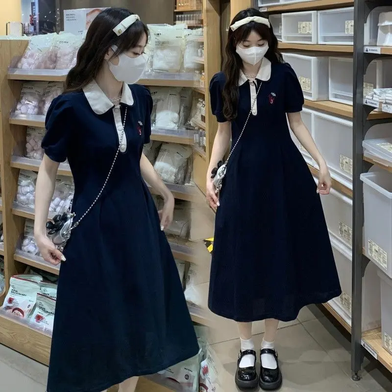 Váy Cổ Polo, Dành Cho Bé Gái, Phong Cách Mùa Hè, Hàng Mới Về Năm 2025, Phong Cách Học Sinh, Phong Cách Preppy Nhật Bản Ngọt Ngào Váy Dài Nhỏ