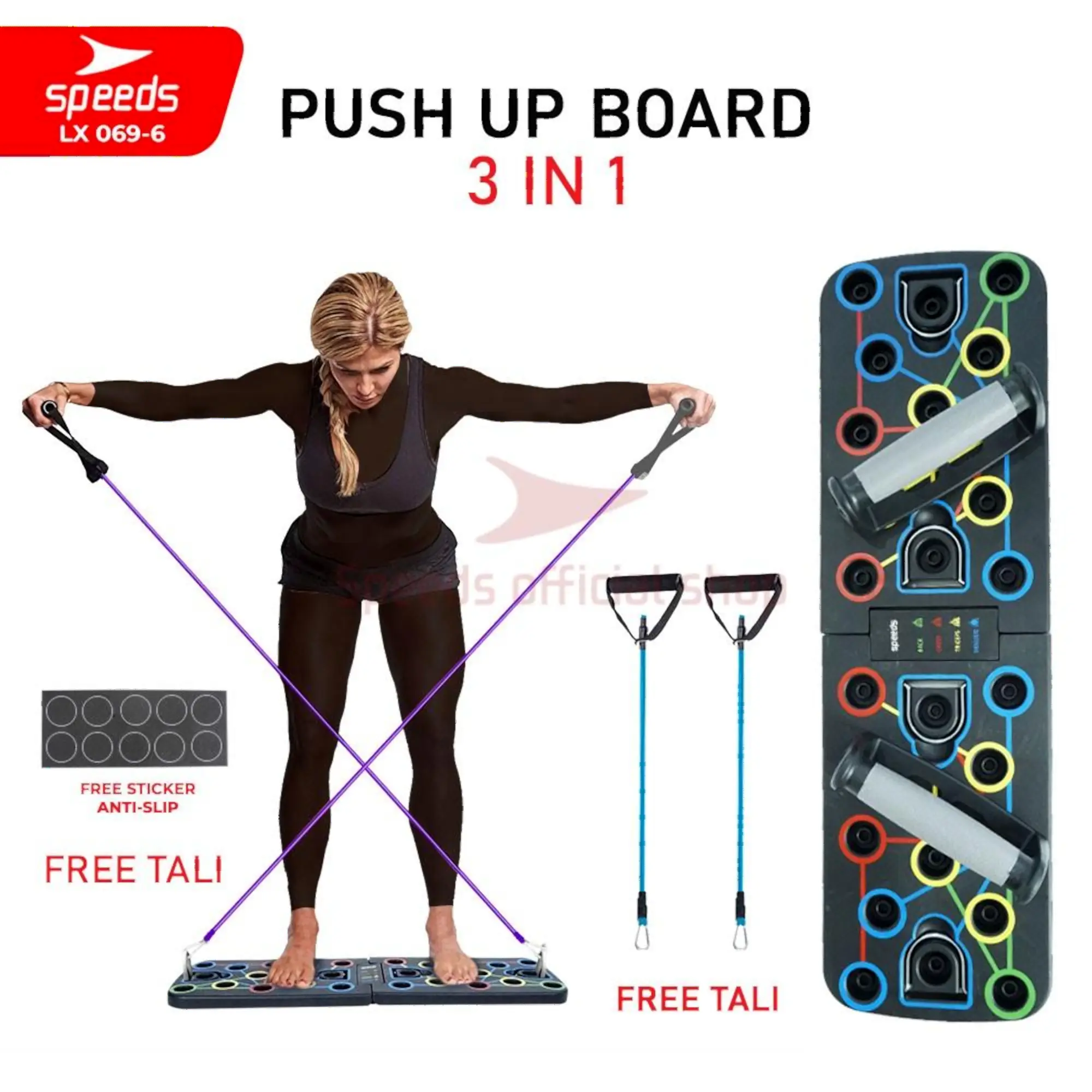 SPEEDS Push Up Stand Bar/ Alat Bantu Push Up Board Olahraga Fitness 3in1 Outdoor 069-6