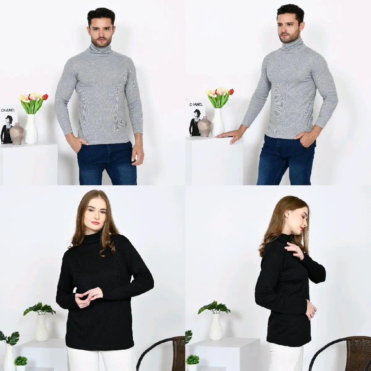 Turtleneck Dewasa Wanita Pria Lengan Panjang Korea Style